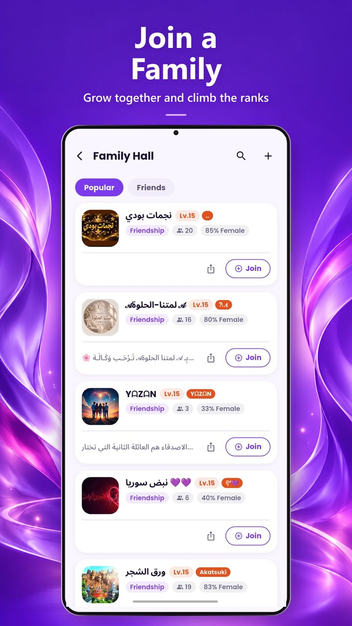 The Podi family hall: join a family and climb the ranks